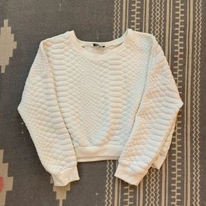 ASTR crocodile texture cropped white sweater